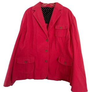 Land’s End Women’s Pink 100% Polyester Corduroy 3 Button Blazer Jacket Size 22W